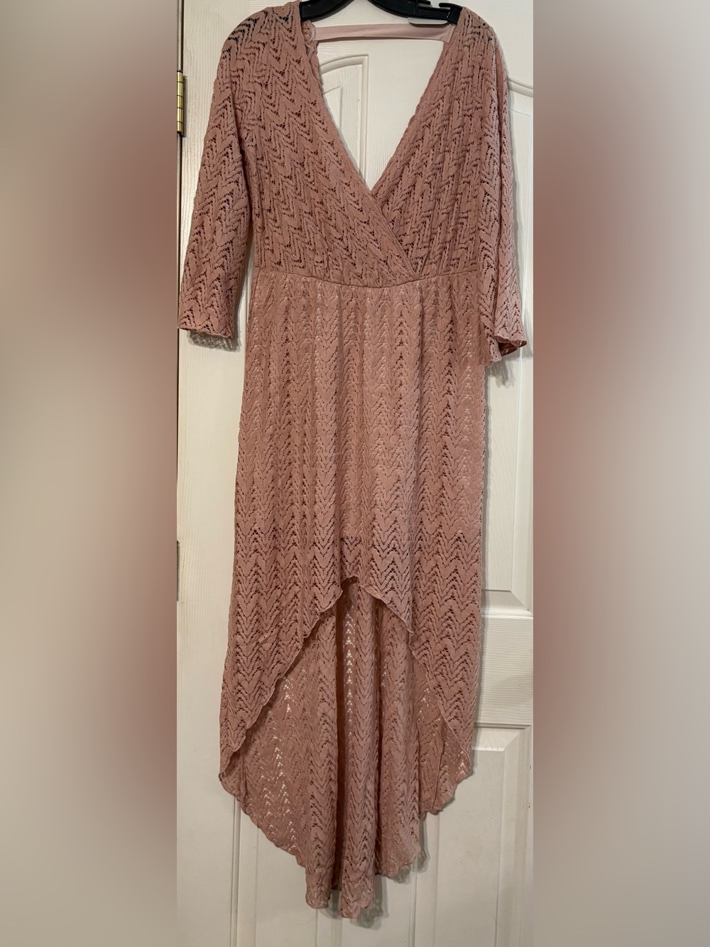 Solemio Dusty Rose Lace High-Low Dress